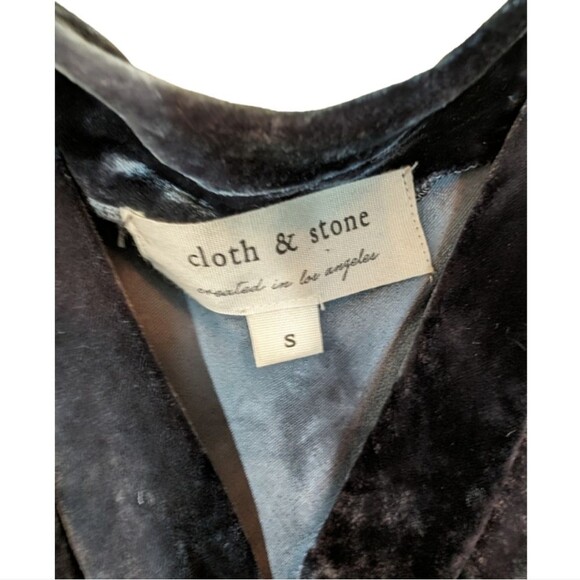 Cloth & Stone Velvet Tie-Dye Slip Dress | Anthropologie | Black Midi Cowl Neck - Picture 8 of 8